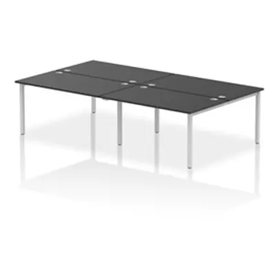 Impulse Bench B2B 4 Person 1400 Silver Frame Office Bench Desk Black