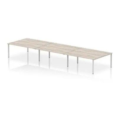 Impulse Bench B2B 6 Person 1800 Silver Frame Bench Desk Grey Oak