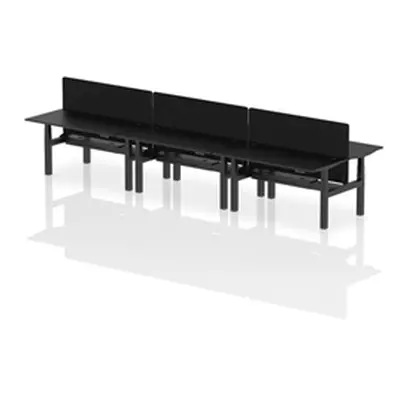 Air B2B 1600x800mm Adjustable 6P Bench Desk CP Black/Black + Screen