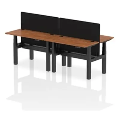 Air B2B 1200x600mm Adjustable 4P Bench Desk CP Walnut/Black + Screen