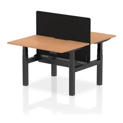 Air B2B 1200x800 Adjustable 2P Bench Desk Scalloped Oak/Black + Screen