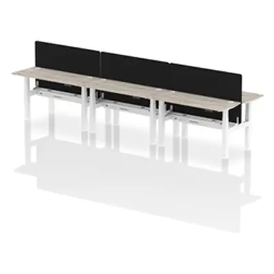 Air B2B 1400x600mm Adjustable 6P Bench Desk CP Grey Oak/White + Screen