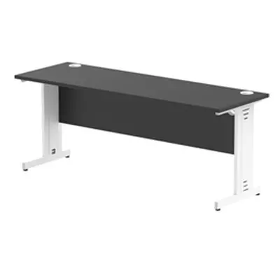 Impulse 1800x600mm Straight Desk Black Top White Cable Managed Leg