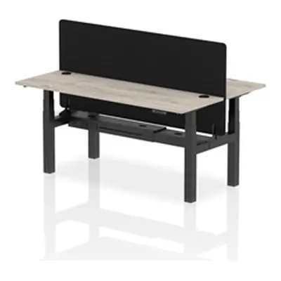 Air B2B 1800x600mm Adjustable 2P Bench Desk CP Grey Oak/Black + Screen