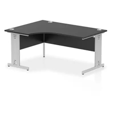 Impulse 1600 RH Crescent Desk Black Top Silver Cable Managed Leg