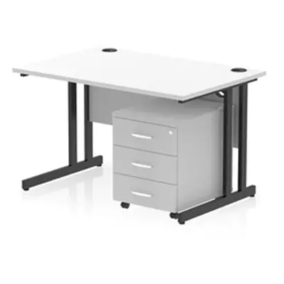 Impulse 1200x800 Desk Cantilever Leg White/Black 3 Drawer Mobile Ped