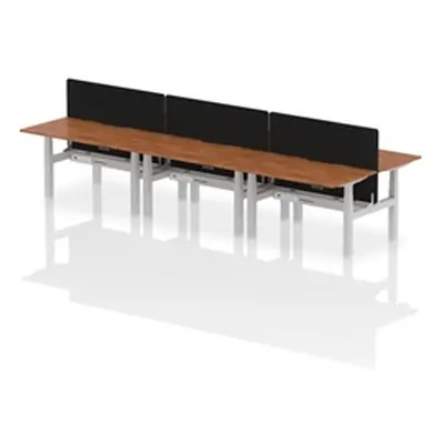 Air B2B 1400x800 Adjustable 6P Bench Desk Scallop Walnut/Silver/Screen