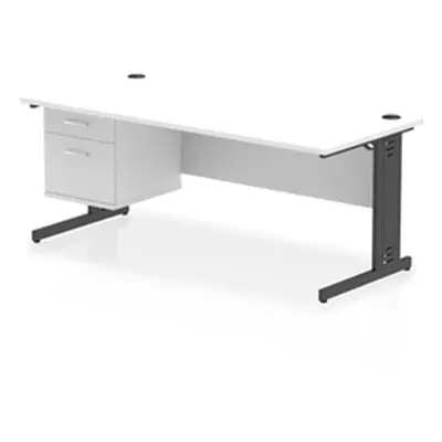 Impulse 1800x800 Desk White Top Black Cable Managed Leg 2 Dr Fixed Ped