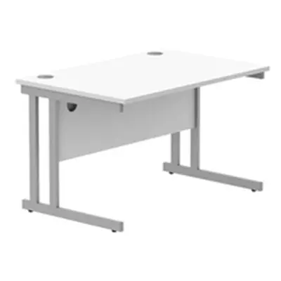 Office Rectangular Desk Steel Double Cantilever 1200X800 White/Silver