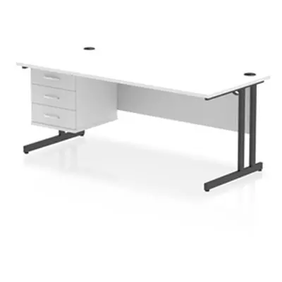 Impulse 1800x800 Desk Cantilever Leg White/Black 1x3 Drawer Fixed Ped