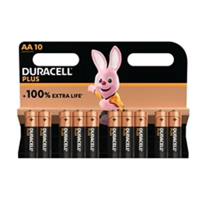 Duracell Plus AA Battery Alkaline 100% Extra Life (Pack of 10) 5015842