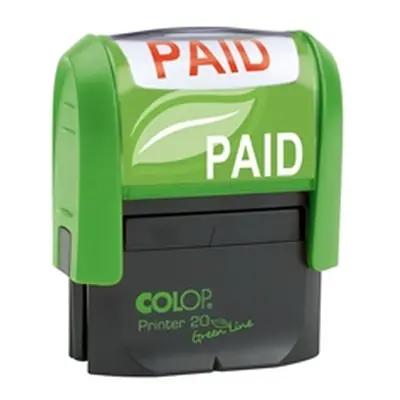 COLOP Green Line Word Stamp PAID Red