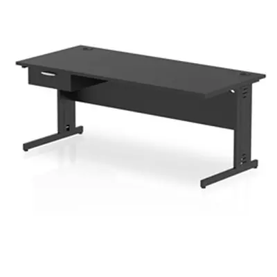 Impulse 1800x800 Desk Black/Black Cable Managed Leg 1 Dr Fixed Ped