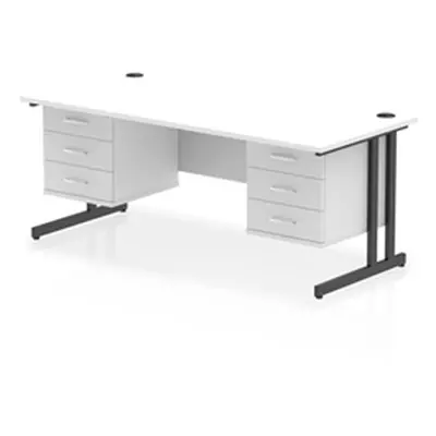 Impulse 1800x800 Desk Cantilever Leg White/Black 2x3 Drawer Fixed Ped