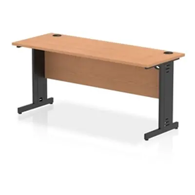 Impulse 1600x600mm Straight Desk Oak Top Black Cable Managed Leg