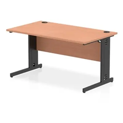 Impulse 1400x800mm Straight Desk Beech Top Black Cable Managed Leg