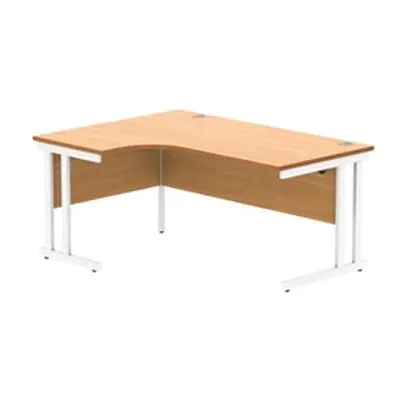 Office LH Corner Desk Steel Double Cantilever 1600X1200 Beech/White