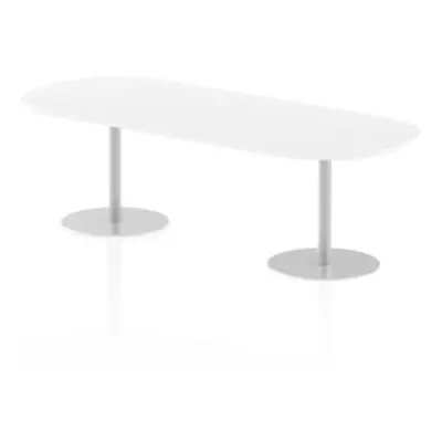 Italia 2400mm Poseur Boardroom Table White Top 725mm High Leg