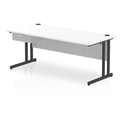 Impulse 1800x800 Desk Cantilever Leg White/Black 1x1 Drawer Fixed Ped