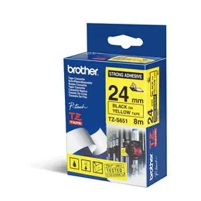 Brother P-Touch TZe Laminated Tape 24mm x 8m Black on Yellow TZES651