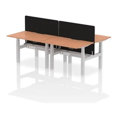 Air B2B 1200x800 Adjustable 4P Bench Desk Scallop Beech/Silver +Screen