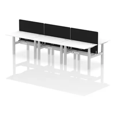 Air B2B 1200x800mm Adjustable 6P Bench Desk CP White/Silver + Screen