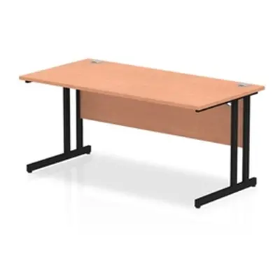 Impulse 1600 x 800mm Straight Desk Beech Top Black Cantilever Leg