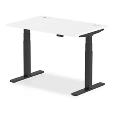 Air 1200x800mm Height Adjustable Desk White Top Cable Ports Black Leg