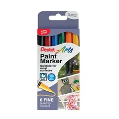 Pentel Paint Marker Fine Bullet Tip Assorted (Pack of 6) YMSP10/6-M