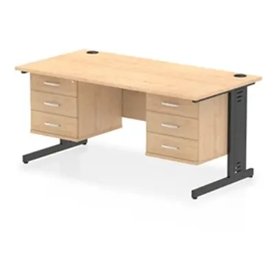 Impulse 1600x800 Desk Maple/Black Cable Managed 2x3 Drawer Fixed Ped