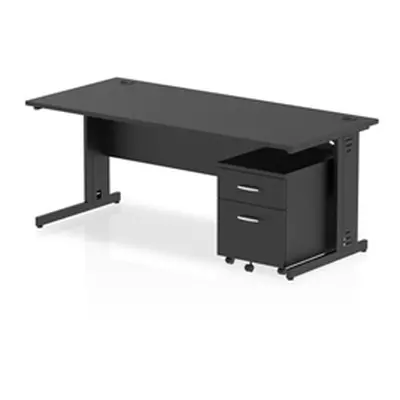 Impulse 1800x800 Desk Black/Black Cable Managed 2 Drawer Mobile Ped