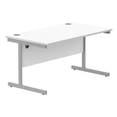 Office Rectangular Desk Steel Single Cantilever 1400X800 White/Silver