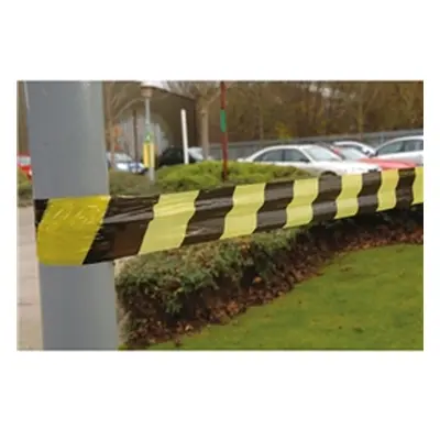 VFM Striped Tape Barrier 500m Black/Yellow (Non-adhesive) 304927