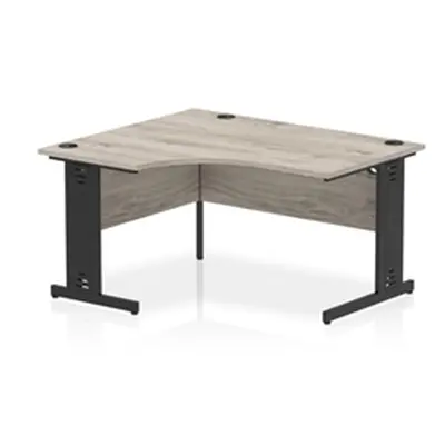 Impulse 1400 LH Crescent Desk Grey Oak/Black Cable Managed Leg