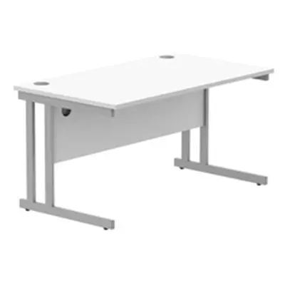 Office Rectangular Desk Steel Double Cantilever 1400X800 White/Silver