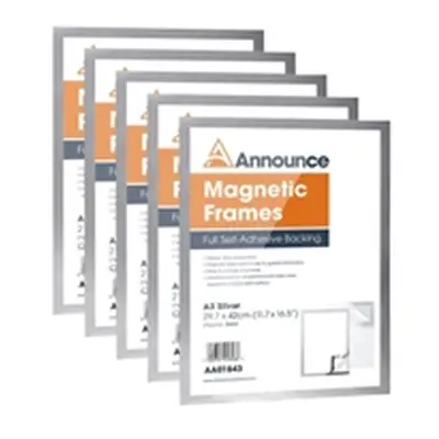 Announce Magnetic Frame A3 Silver (5 Pack)