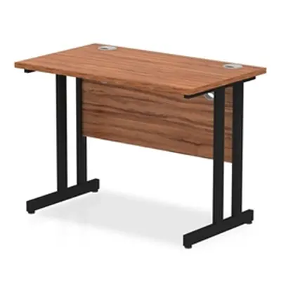 Impulse 1000 x 600mm Straight Desk Walnut Top Black Cantilever Leg