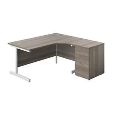 1600X1200 Single Right Hand Radial Desk Grey Oak-White