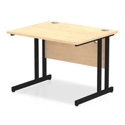 Impulse 1000 x 800mm Straight Desk Maple Top Black Cantilever Leg