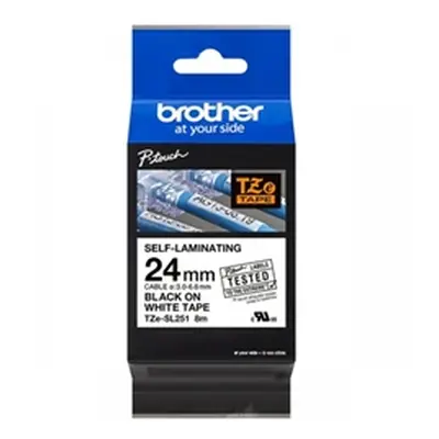 Brother P-Touch TZe Tape 24mm x 8m Black on White TZE-SL251