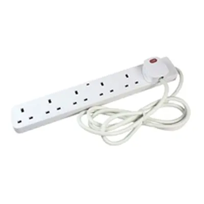 6-Way Surge Protection 13 Amp 2m Extension Lead White