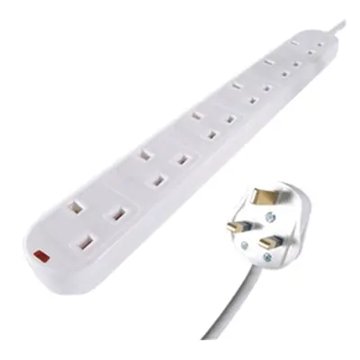 Connekt Gear 5m 6-Way Surge Protection Extension Lead White 27-6050S