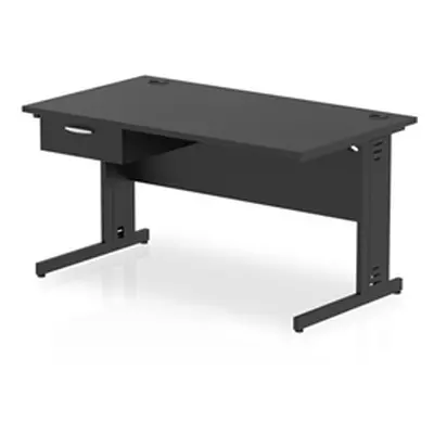 Impulse 1400x800 Desk Black/Black Cable Managed Leg 1 Dr Fixed Ped