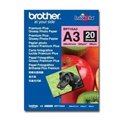 Brother A3 Premium + Glossy Photo Paper (Pack of 20) BP71GA3