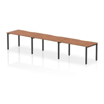 Evolve Plus 1400mm Single Row 3 Person Bench Desk Walnut/Black