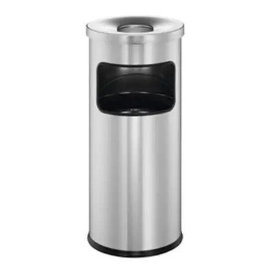 Durable Round Ashtray Bin 17L Silver