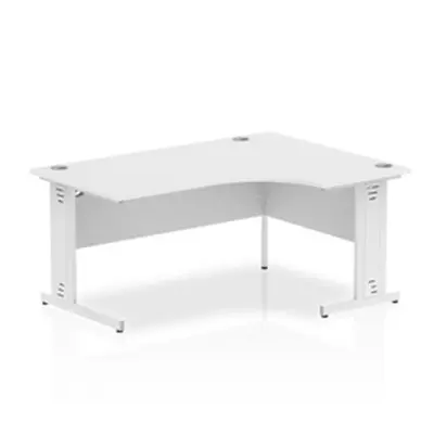 Impulse 1600mm Right Crescent Desk White Top White Cable Managed Leg