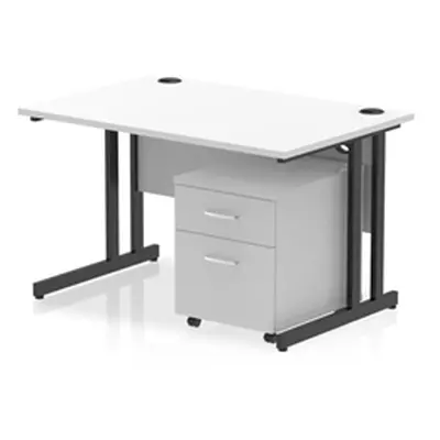 Impulse 1200x800 Desk Cantilever Leg White/Black 2 Drawer Mobile Ped