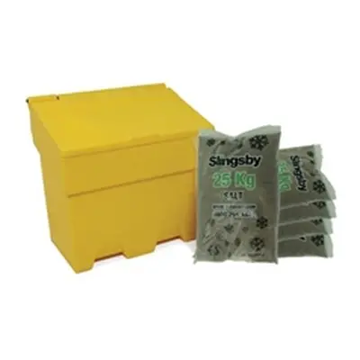 Rota-moulded Stackable Salt and Grit Bin with Brown Salt Yellow 170L