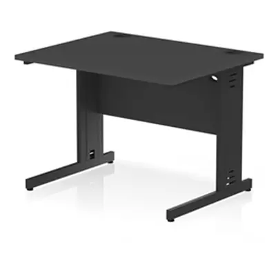 Impulse 1000x800mm Straight Desk Black Top Black Cable Managed Leg